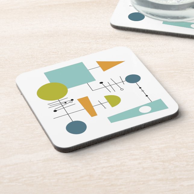 Colorful Retro Flow Chart Mid Century Coaster (Left Side)