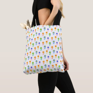  Colorful Retro Flower Pattern Pop Art Daisy  Tote Bag