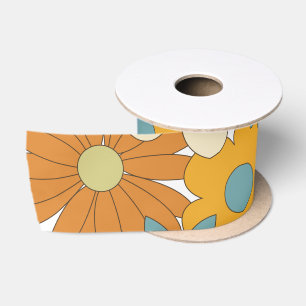 Colorful Retro Flower Pattern Satin Ribbon