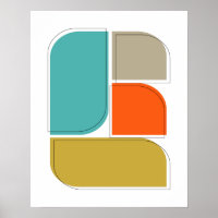 Colorful Retro Geometric Shapes Mid Century