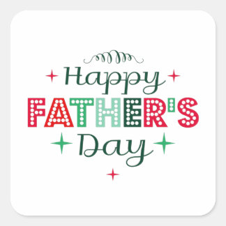 colorful retro happy father's day square sticker