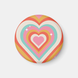 Colorful Retro Hearts with Sparkles   Valentine Magnet