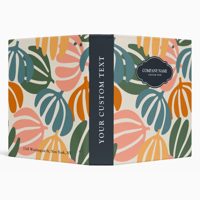 COLORFUL RETRO LEAVES GROOVY BOTANICAL BINDER (Background)
