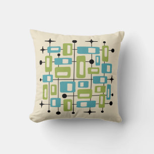Colorful Retro Mid Century Modern Atomic Abstract Throw Pillow