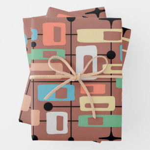 Colorful Retro Mid Century Modern Atomic Abstract Wrapping Paper Sheet