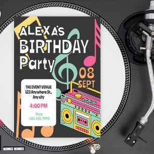 Colorful retro music notes  invitation