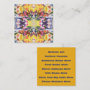 Colorful Retro Psychedelic Kaleidoscope Abstract Square Business Card