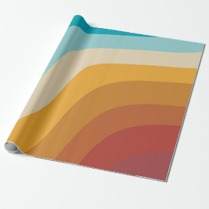 Colorful Retro Rainbow Abstract Waves Wrapping Paper