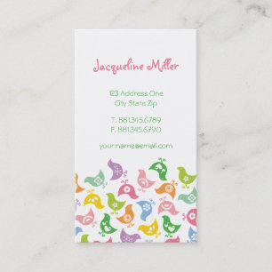Colorful Retro Rainbow Chicks Pattern Whimsical Business Card