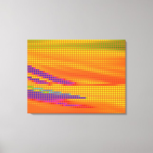 COLORFUL RETRO RAINBOW DOTS ART CANVAS PRINT (Front)
