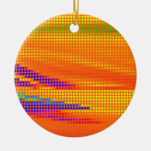 COLORFUL RETRO RAINBOW DOTS ART CERAMIC ORNAMENT