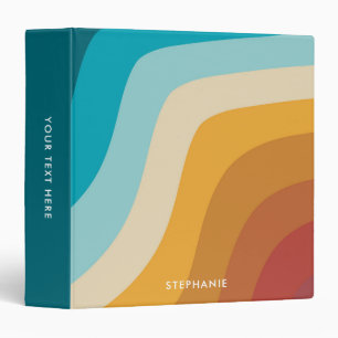 Colorful Retro Rainbow Waves Personalized  Binder