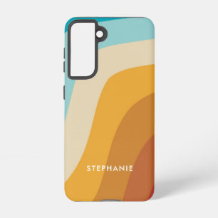 Colorful Retro Rainbow Waves Personalized   Samsung Galaxy Case