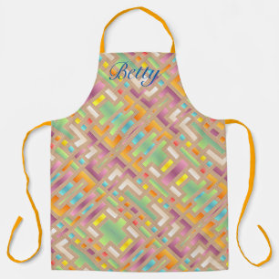 Colorful Retro Shapes Abstract Apron *Personalize
