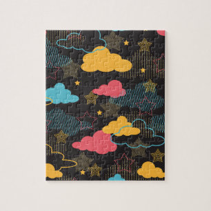 Colorful Retro Starry Sky Art Pattern II Jigsaw Puzzle
