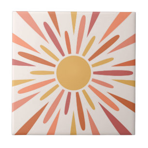 Colorful retro style sunshine design tile