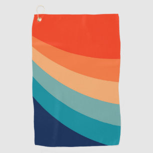 Colorful retro sun rays golf towel