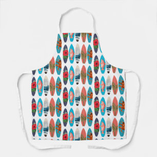 Colorful Retro Surfboards Pattern Apron