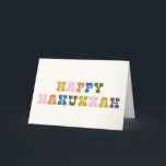 Colorful Retro Typography Hanukkah Holiday Card<br><div class="desc">Cute and colorful Hanukkah greeting with fun retro typography. Personalize the inside with your favorite greeting!</div>