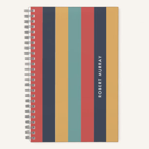 Colorful Retro & Vintage Vibe Horizontal Stripes Notebook