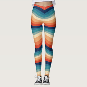 Colorful Retro Waves Vintage Leggings