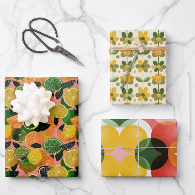 Colorful Retro Wrapping Paper Sheet (Front)