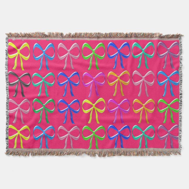 Colorful ribbons pattern throw blanket (Front)