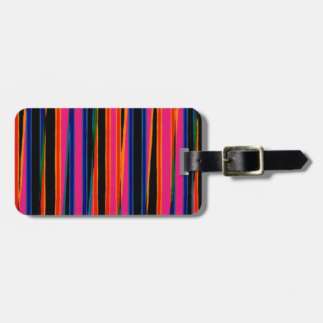 Colorful ripped paper pattern luggage tag (Front Horizontal)