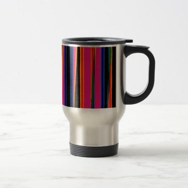 Colorful ripped paper pattern travel mug (Right)