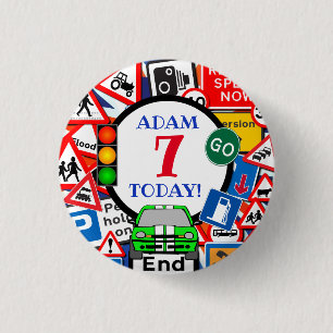 Colorful Road Sign Collage Custom Kid's Age 1 Inch Round Button