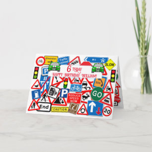 Colorful Road Sign Collage Kids' Birthday Card