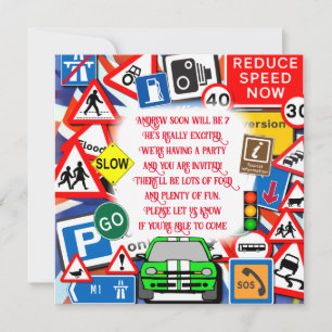 Colorful Road Signs, Birthday Party Invitation