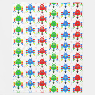 Colorful Robots Kids Duvet Cover Fleece Blanket