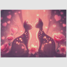 Colorful Romantic Cats Tissue Paper