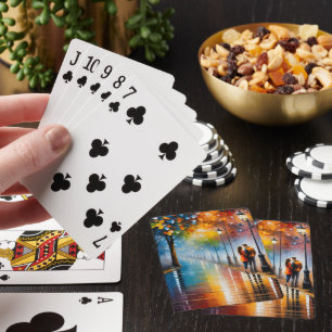 Colorful Romantic Couple Street Night Painting  Playing Cards