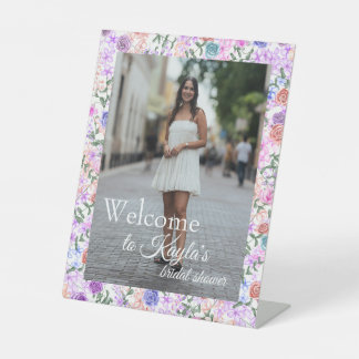 Colorful Rose Border Bridal Shower Welcome Sign