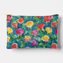 Colorful rose garden watercolor pattern