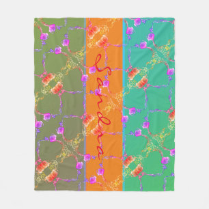 Colorful Rose Hearts With Her Name    Fleece Blank Blanket