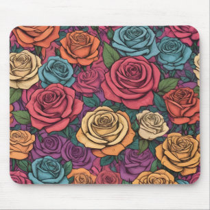 Colorful rose pattern mouse pad