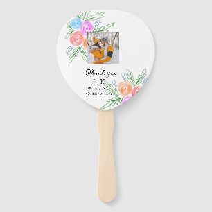 Colorful rose Wildflower thank you wedding name Hand Fan