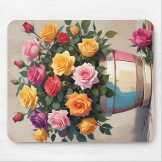 Colorful roses bouquet mouse pad
