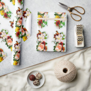 Colorful Roses Flowers Elegant Modern Gift Wrapping Paper
