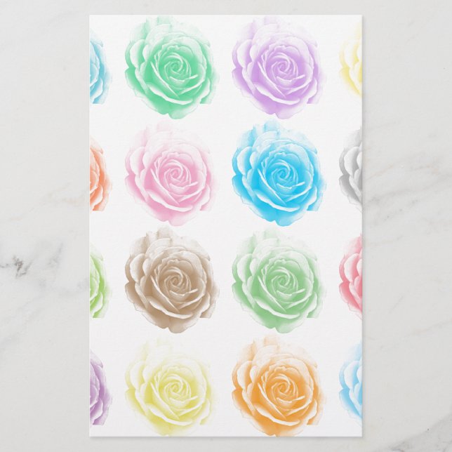 Colorful roses pattern stationery (Front)