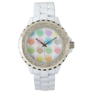 Colorful roses pattern watch