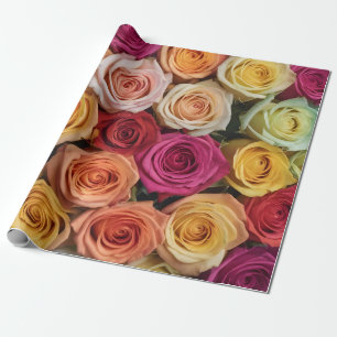 Colorful roses wrapping paper