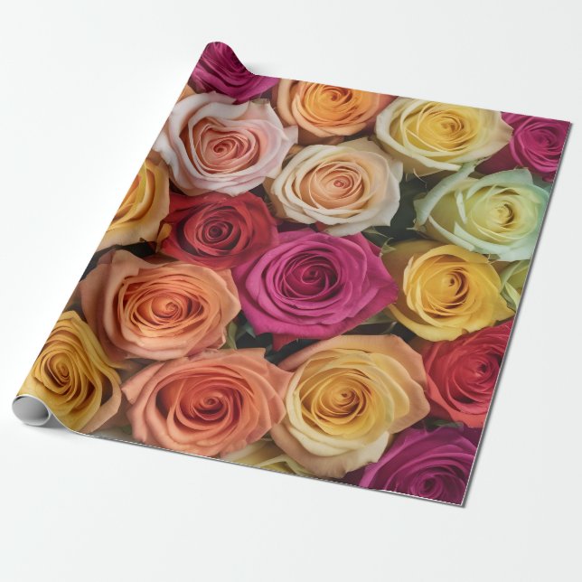Colorful roses wrapping paper (Unrolled)