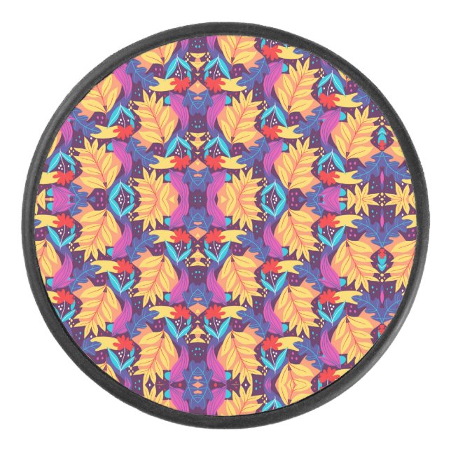 Colorful round object with a vibrant geometric  hockey puck (Front)