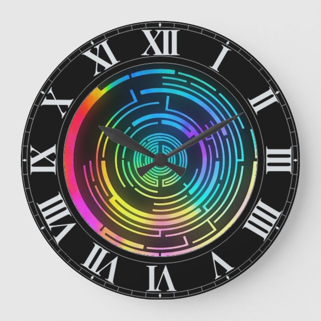 Colorful Round Rainbow Maze Wall Clock (Front)