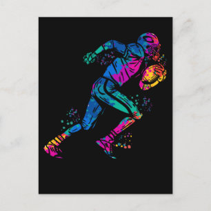 Colorful Running American Football Player Postcard