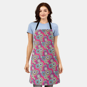 Colorful rustic floral pattern retro  apron